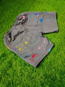 2024 pantalones cortos de lana de algodón 100% para hombre, pantalones cortos multicolores con estampado de salpicaduras en 3D, cremallera de rayas laterales para verano y primavera - Product Image 5