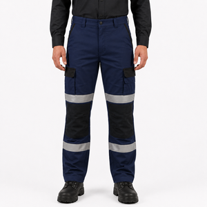 High Quality <b>Waterproof</b> Poly Cotton Construction Workwear Mining Safety <b>Cargo</b> <b>Pants</b> Reflective Tape Custom Industrial Trousers - Product Image 1