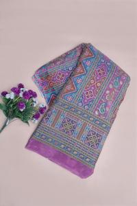 ผ้าเครปสีชมพูลาเวนเดอร์ลายพิมพ์เรขาคณิตสไตล์ชาติพันธุ์พร้อมลายเพสลีย์ที่ขอบผ้าสำหรับทำชุดคุर्ติ - Product Image 6