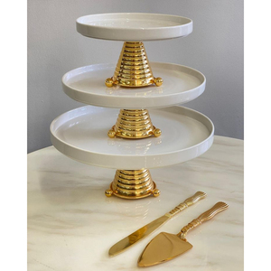 Clear Crystals <b>Beaded</b> Gold Pearl Cake Stands <b>Set</b> 12 Pieces Heart Shape Metal Cake Stands for Cup Cakes And Dessert Display - Product Image 6