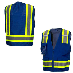 Chaleco de Seguridad Reflectante Reversible Azul para Hombre con Bolsillos, Cuello en V, Cierre de Tirantes, Ropa Exterior Transpirable para Uso Casual de Verano - Product Image 5