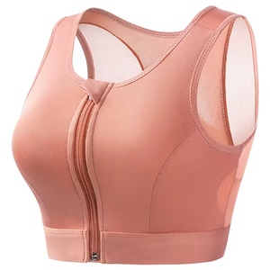High Quality Racerback Sports <b>Bra</b> With Front Zipper Mesh Panel Medium Support Yoga Fitness Seamless Breathable Top Sports <b>Bra</b> - Product Image 4