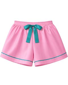 Pink Teal Satin Women Pajama Set Silk Sleepwear <b>Spaghetti</b> <b>Strap</b> Cami And Shorts Soft Luxury Nightwear Summer Lounge Set - Product Image 3