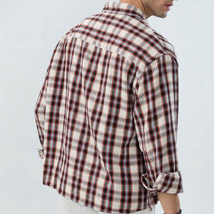 Chemise classique pour homme en flanelle anti-plis, décontractée, à manches longues, avec 2 poches poitrine et poignets ajustables – Idéale pour l'été - Product Image 4