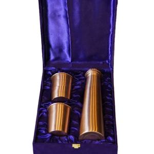 Dot Hammered Polished Natural Copper Bottle With Tumblr With Black Box Barware Kitchen Ware <b>Sustainable</b> Bottle - Product Image 6