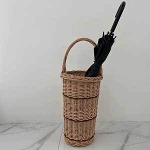 ที่ใส่ร่มหวายสานมือแบบธรรมชาติ ที่เก็บของมีสไตล์สำหรับทางเข้าบ้าน สำนักงาน คาเฟ่ และตกแต่งภายในสไตล์โบโฮ จากอินเดีย - Product Image 1