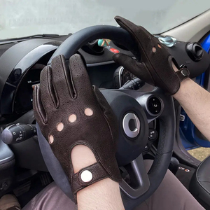 <b>Leather</b> Driving <b>Gloves</b> Full Finger Breathable Design Ventilation Holes Secure Snap Closure Wrist Length for <b>Men</b> Spring Summer - Product Image 2