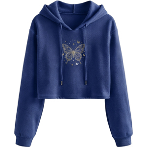 Hoodie court personnalisé pour femme en molleton doux à manches longues – Fabricant OEM/ODM, vente en gros, vêtements à marque privée - Product Image 1