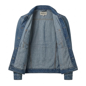 Veste en jean bleue personnalisée avec franges en daim, fabricant OEM de vêtements western, fournisseur d'usine de vêtements d'extérieur vierges en gros - Product Image 5