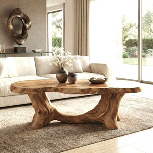 Handcraft Farmhouse <b>Coffee</b> <b>Table</b> Curved Leg Design Center Tea <b>Table</b> for Living Room Home OfficeNatural Wooden Live Edge <b>Table</b> - Product Image 5