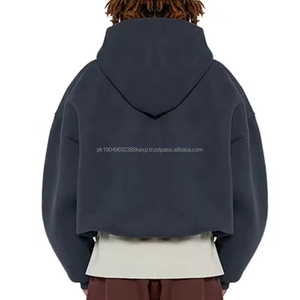 Sudadera con capucha recortada de alta calidad para hombre, sudadera con cremallera completa, sudaderas con capucha y cremallera completa con cara de lana personalizada - Product Image 6