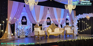 Anand Karaj-Decoración de escenario para eventos, escenario de ceremonia de boda, Punjabi tradicional, Lavan, escenario dorado, decoración de escenario de boda - Product Image 2
