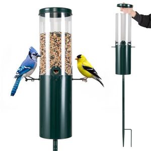 Heavy Duty Metal and <b>PC</b> <b>Standing</b> Bird Feeder 4-Port Squirrel-Proof Design with Perches for Backyard Birding - Product Image 1