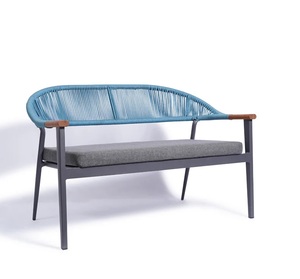 Sofá Inflable Moderno de Dos Plazas con Respaldo Acolchado, Patas Metálicas, Tapicería de Tela Gris, Forma Cuadrada - Muebles para Sala de Estar - Product Image 4