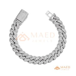 สร้อยข้อมือเงินแบบ Cuban Link ประดับเพชรโมอิสซาไนต์ สร้อยข้อมือแฟชั่นสวยงาม เหมาะสำหรับใส่ทุกวัน เป็นของขวัญ สไตล์ไมอามี ชิคาโก สำหรับผู้ซื้อชาวเมืองไมอามีและชิคาโก - Product Image 5