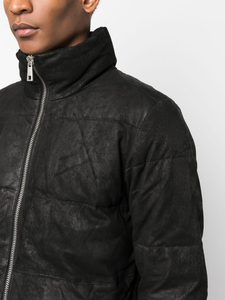 2026 Custom Winter Unisex High Street Clothing Top Stand Collar <b>Long</b> Sleeve Original <b>Leather</b> Zip Regular Size Puffer <b>Jackets</b> - Product Image 5
