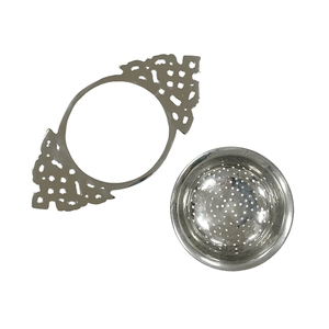 Elegant Metal Handwoven Brushed Shiny Brass <b>Tea</b> Strainer With Long Two Side Handle for Kitchenware Loose Leaf <b>Tea</b> <b>Infuser</b> - Product Image 2