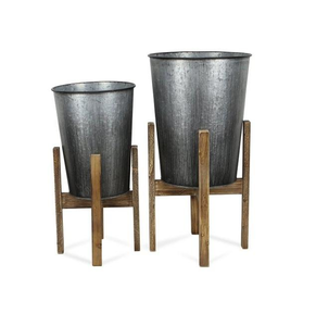 Oval Galvanized <b>Metal</b> <b>Trough</b> <b>Planter</b> with Side Handles Rustic Indoor Outdoor Plant Pot for Patio Balcony - Product Image 3
