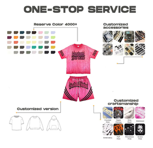 Men Pink Washed Graphic <b>T</b> <b>Shirt</b> Shorts Set Oversized <b>Gothic</b> Streetwear Stripe Detail Two Piece Casual Summer Matching Outfit - Product Image 6