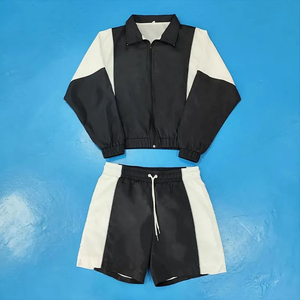 <b>Men</b> High Quality Nylon Tracksuit Shorts and <b>Jacket</b> 2 Piece Set Full Zipper Windbreaker Streetwear Outfit - Product Image 2