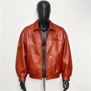 ARTIZ INTERNATIONAL Men's Pure <b>Leather</b> Eco-Friendly Windproof V-Neck Streetwear Rider <b>Jacket</b> - Product Image 6
