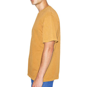 High Quality Product Men's Mustard O-Neck Short Sleeve T-<b>Shirt</b> Regular Fit Knitted Cotton Casual Solid Color Jersey Fabric - Product Image 5