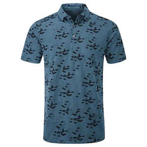 Polo de golf performance camouflage numérique pour homme 2026 – Anti-humidité, manches courtes, coupe ajustée, bleu roi et blanc - Product Image 3