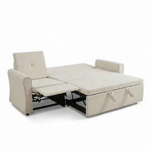 Sofá Cama 2 en 1 con Cama Extraíble y Reclinable Reversible, Sofá Cama Convertible con Respaldo Ajustable, 3 Almohadas y USB - Product Image 6