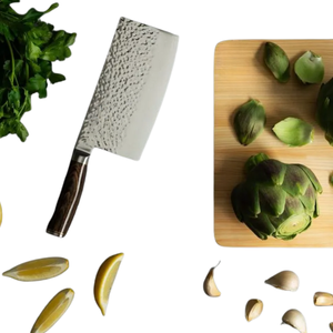 Couteau à découper les légumes de 7 pouces en acier Damas, lame martelée, manche en bois, outil de découpe professionnel - Product Image 4