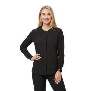 Chaqueta Médica de Calidad Premium Personalizada, con Cierre de Botones a Presión, Cuello Redondo, Manga Larga, Múltiples Bolsillos, para Mujer - Product Image 4