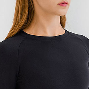 <b>Long</b> <b>Sleeves</b> Crew Neck Workout Training Compression Crop Top Gym Women Sport Spandex/Polyester Breathable Quick Dry Lightweight - Product Image 6