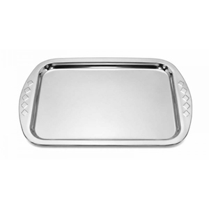 <b>Mirror</b> Polished Stainless Steel Serving <b>Tray</b> With Heavy Duty Handles Rectangular Luxury Metal Buffet Platter For Hotel Tableware - Product Image 5