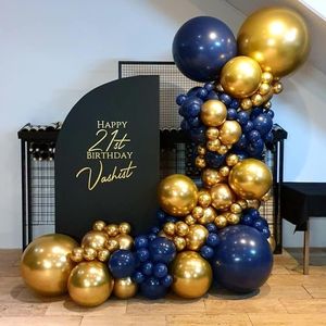 Kit Arco di Palloncini Blu Navy 119 Pezzi, Palloncini Cromati Oro per Decorazioni Matrimonio, Laurea, Compleanno - Product Image 1