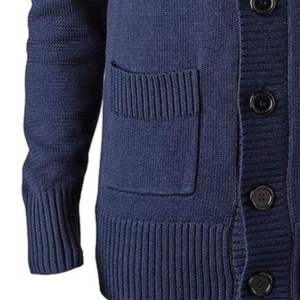 Cárdigan Azul Marino con Cuello en V para Hombre, con Parche de la Letra J y Diseño de Parches, Manga Larga, Tejido Transpirable, Suéter para Invierno - Product Image 5