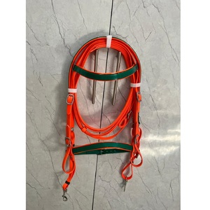 Juego de Brida para Caballo de PVC Naranja con Riendas a Juego, Duradero, Impermeable, Ajustable, con Herrajes de Acero Inoxidable, Marca LLT, 4 Tamaños, Equitación - Product Image 1