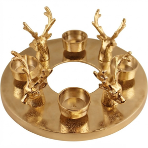 Meilleures ventes : Bougeoir en métal doré en forme de renne, Décoration de centre de table de Noël, Support pour bougies chauffe-plat, Vente en gros - Product Image 1