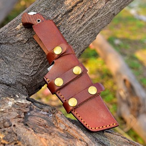 Cuchillo de Camping Personalizado Hecho a Mano con Hoja Serrada de Acero de Damasco, Mango de Madera y Funda de Cuero (OEM/ODM/OBM Disponible) - Product Image 6