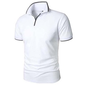 เสื้อโปโลแขนสั้นสีขาวสำหรับผู้ชาย ผ้าปิเก้เนื้อนุ่ม ระบายอากาศได้ดี ทรงปกติ ติดกระดุมด้านหน้า สไตล์ลำลอง - Product Image 2