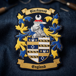 Parche Bordado con Escudo de Blackwood, Inglaterra, Escudo Heráldico Personalizado, Insignia Cosida, Aplique de Tela de Estilo Clásico - Product Image 3