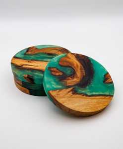 Round Wood Resin Eco-Friendly Laserable Drink Coasters 10mm Heat Resistant Reusable Insulated <b>Mats</b> for Home <b>Bar</b> Table Decor - Product Image 3