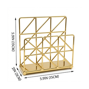 <b>Gold</b> Wire Napkin Holder Modern Metal <b>Paper</b> <b>Tissue</b> Stand Geometric Open Frame Dining Table Organizer Kitchen Restaurant Cafe - Product Image 3