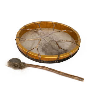 Tambour chamanique traditionnel fait main en peau d'animal, tambour sacré pour la méditation, le yoga et la guérison énergétique - Product Image 2