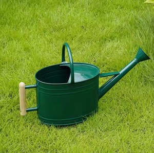 Arrosoir en métal vert de qualité assurée avec poignée en bois, outil de jardinage durable - Product Image 6