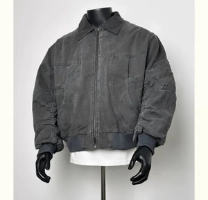 Blouson Bomber Homme Personnalisé Vert Olive Vintage, Veste de Travail Décontractée Zippée avec Poignets Côtelés – Vente en Gros - Product Image 5