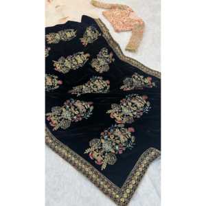 ผ้าส่าหรีงานปักสวยงามสำหรับงานปาร์ตี้ เสื้อผ้าอินเดียและปากีสถาน - Product Image 6