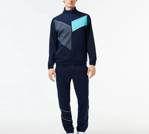 Mens Navy Blue Printed Tracksuit Set Full Zip Stand Collar <b>Track</b> <b>Jacket</b> Jogger Pants Athletic Sportswear Casual Two Piece <b>Track</b> - Product Image 1