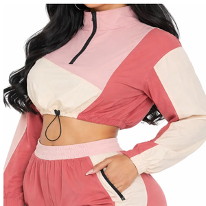 Conjunto Deportivo de Alta Calidad para Mujer, Bloques de Color, Top de Manga Larga con Media Cremallera, Pantalones Largos, 2 Piezas, Atuendo Casual - Product Image 6
