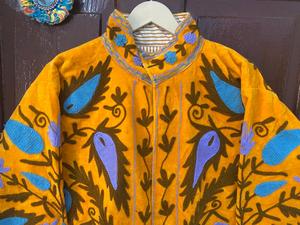 Bohemian Suzani Velvet <b>Jacket</b> Women Orange Floral Embroidery Statement <b>Jacket</b> Ethnic Style - Product Image 3