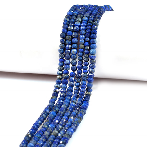 Cuentas facetadas de lapislázuli de 4 mm, hilo de 13 pulgadas, lapislázuli, hermosa piedra azul para la fabricación de joyas. - Product Image 1
