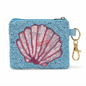 Elegant <b>Pink</b> Beaded Coin <b>Purse</b> with Gray Heart Design Fashion Wallet for Boutique Retail OEM Factory Supplier - Product Image 4